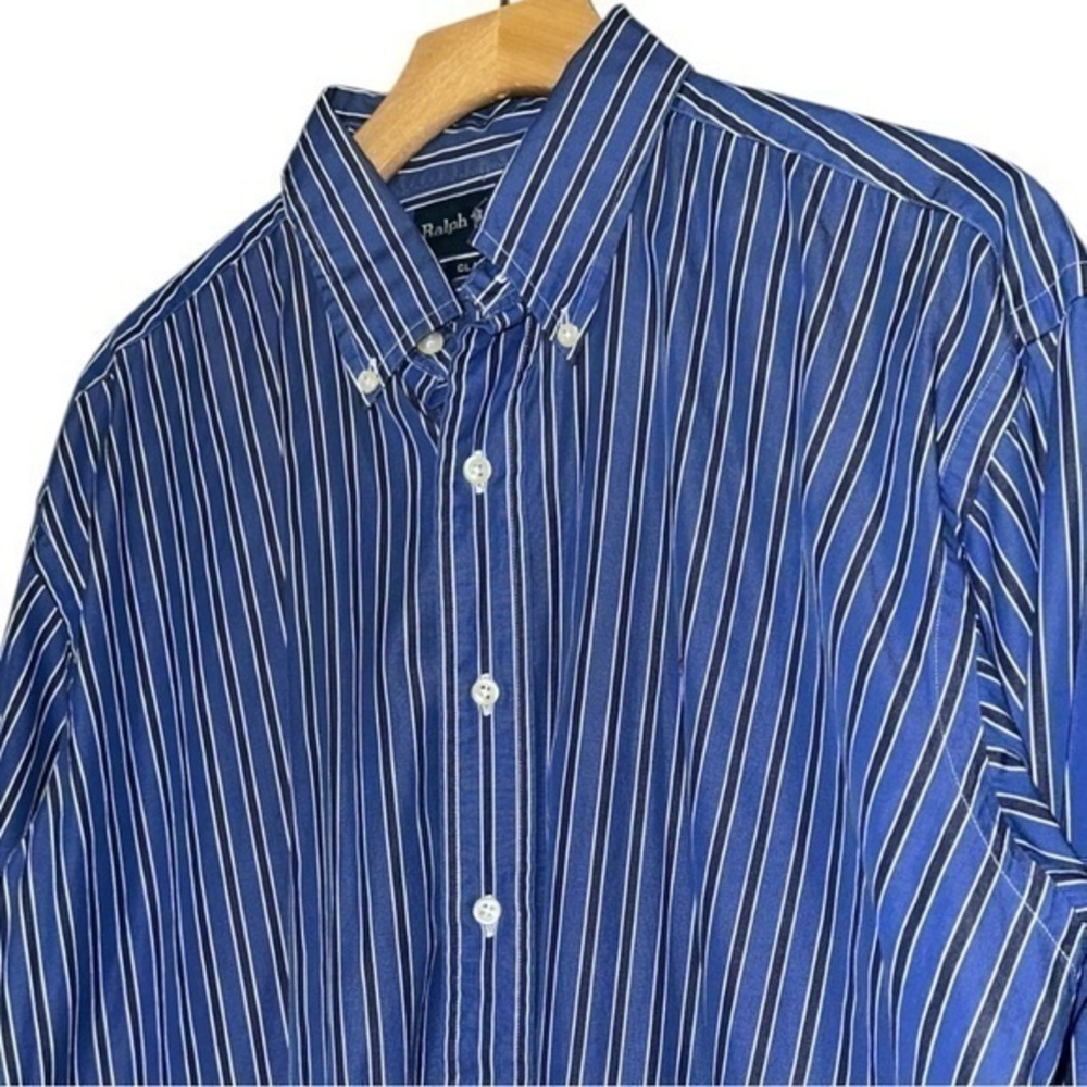 Ralph Lauren Vintage Men’s Size L Blue Striped Classic Fit Button Down Shirt